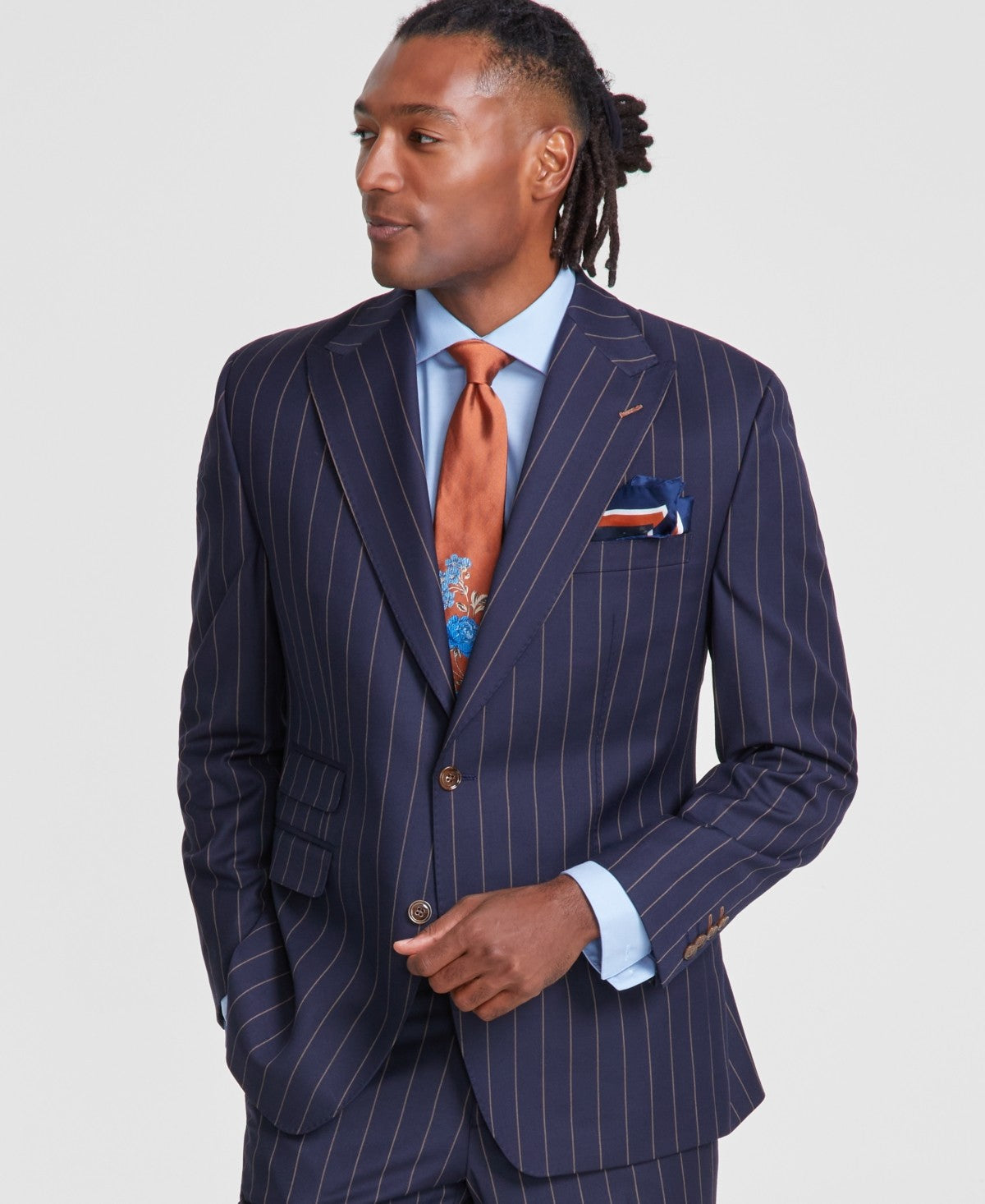 TAYION Mens Classic fit Suit Jacket Blazer 42 L Blue Striped