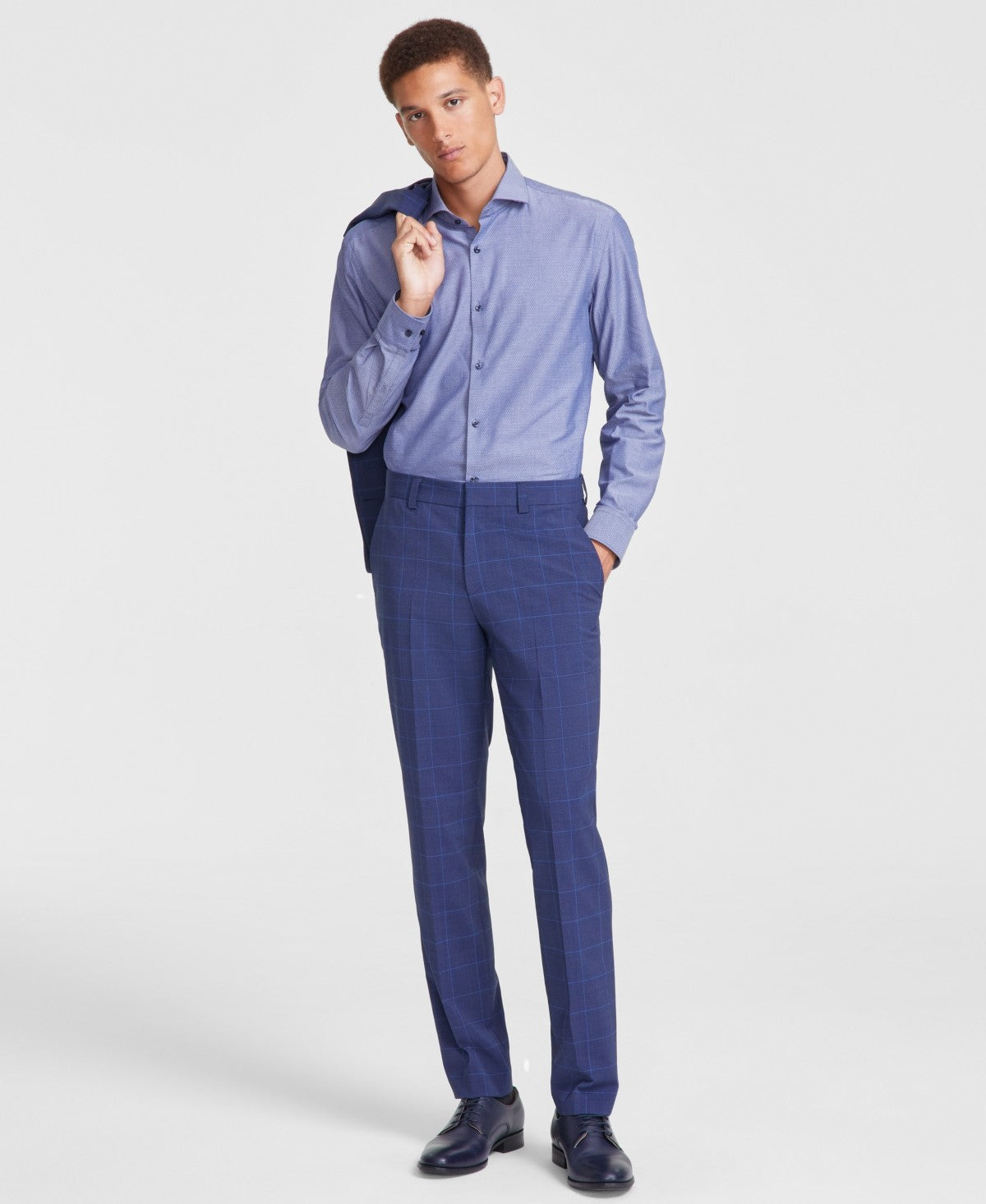 Hugo Boss Mens Modern fit Dress Pants 38 / 30 Blue Check