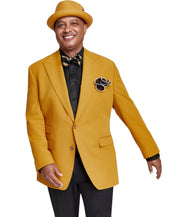 Tayion Mens Classic fit Sport Coat Blazer 48 L Gold Solid