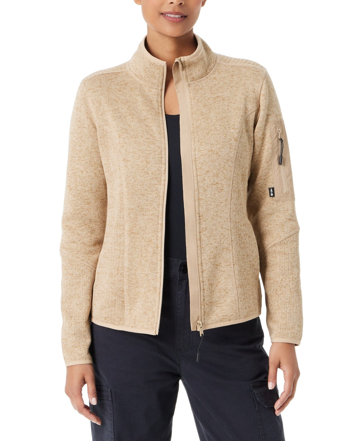 Bass Outdoor Women Regular fit Full Zip Sweatshirt Large Beige Solid