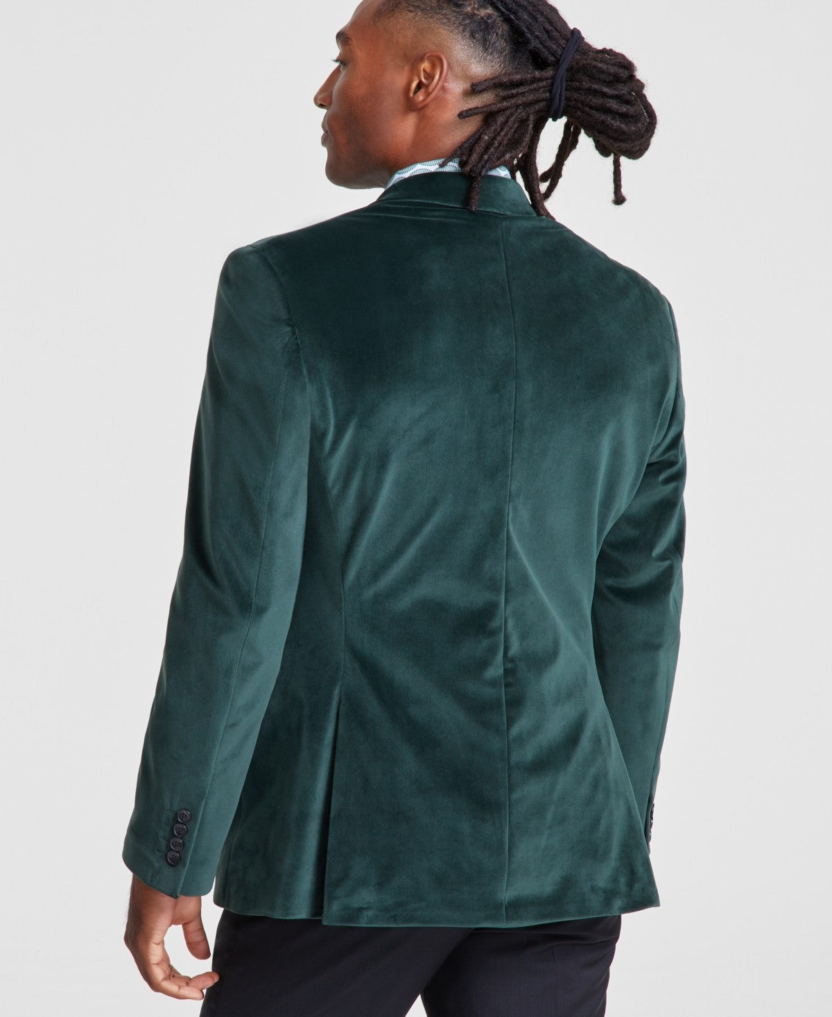 Tayion Collection Mens Classic fit Velvet Sport Coat Blazer 48 L Green