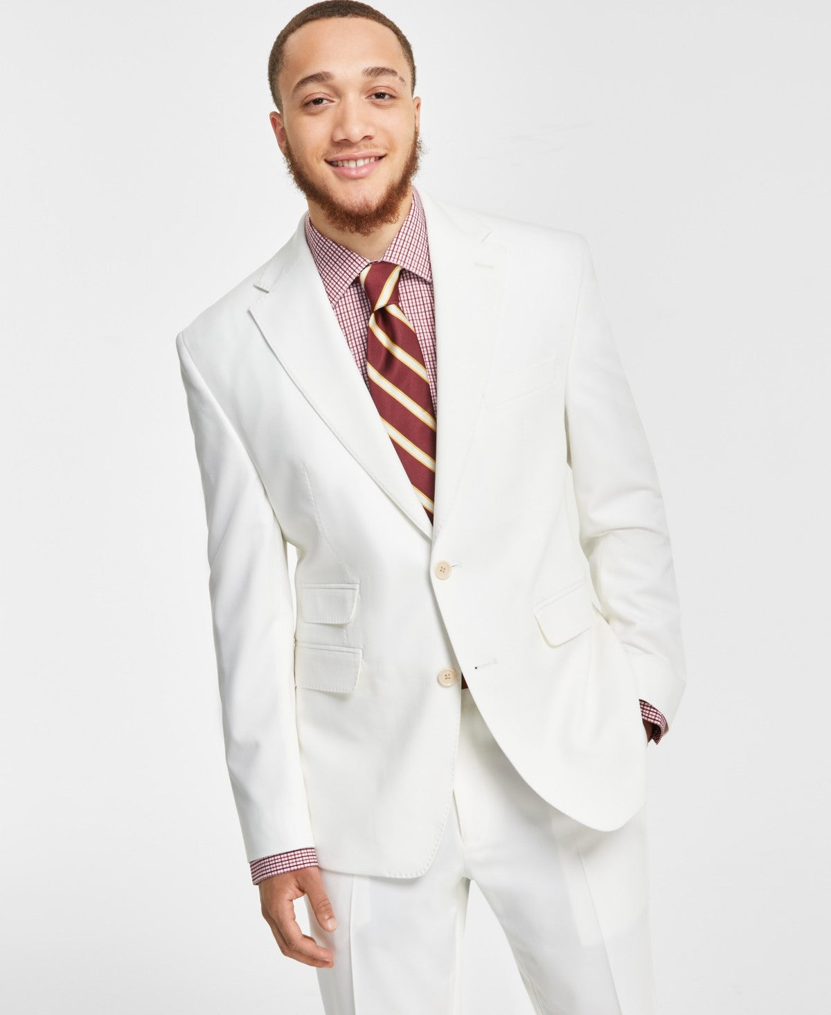 Tayion Mens Classic fit Suit Jacket Blazer 40 R White Solid