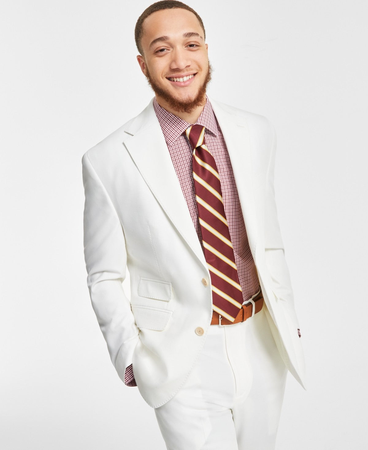 Tayion Mens Classic fit Suit Jacket Blazer 40 R White Solid