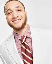 Tayion Mens Classic fit Suit Jacket Blazer 46 L White Solid Stretch