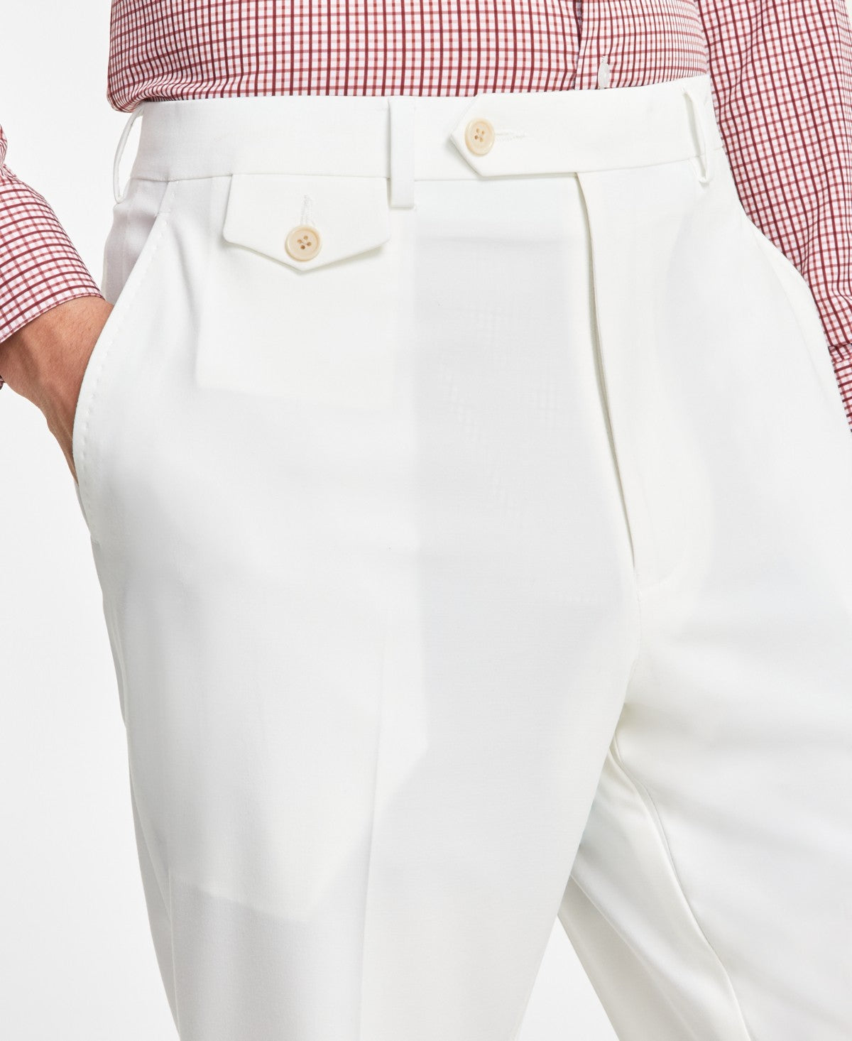 Tayion Collection Mens Classic fit Dress Pants 42 / 30 Off White Solid