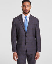 Michael Kors Mens Classic fit Suit Jacket Blazer 38 S Brown Plaid Stretch