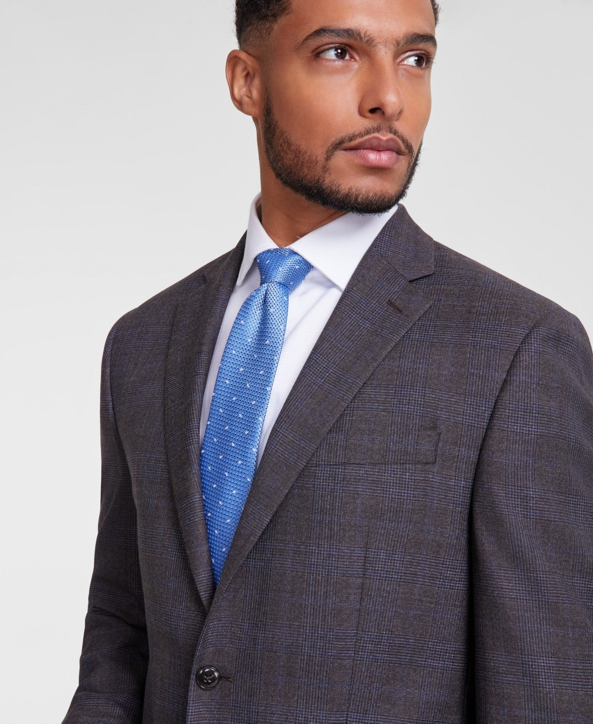 Michael Kors Mens Classic fit Suit Jacket Blazer 38 S Brown Plaid Stretch