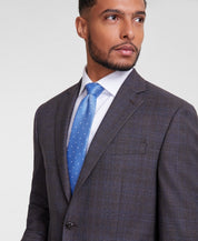 Michael Kors Mens Classic fit Suit Jacket Blazer 38 S Brown Plaid Stretch