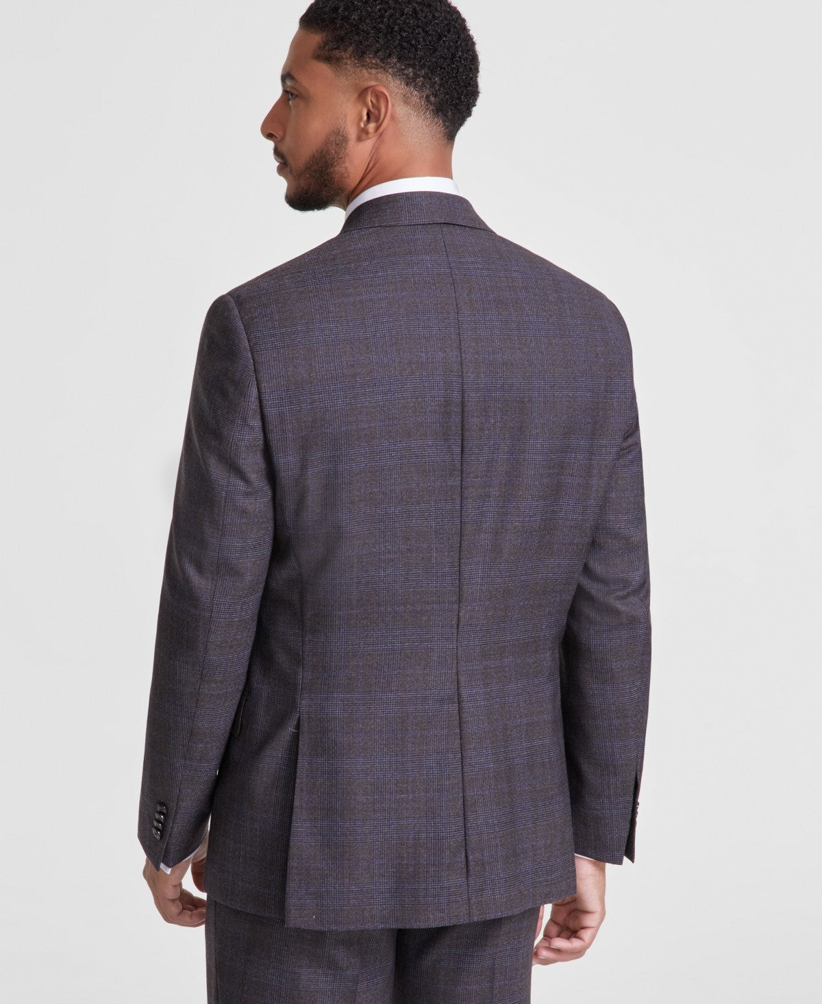 Michael Kors Mens Classic fit Suit Jacket Blazer 38 S Brown Plaid Stretch