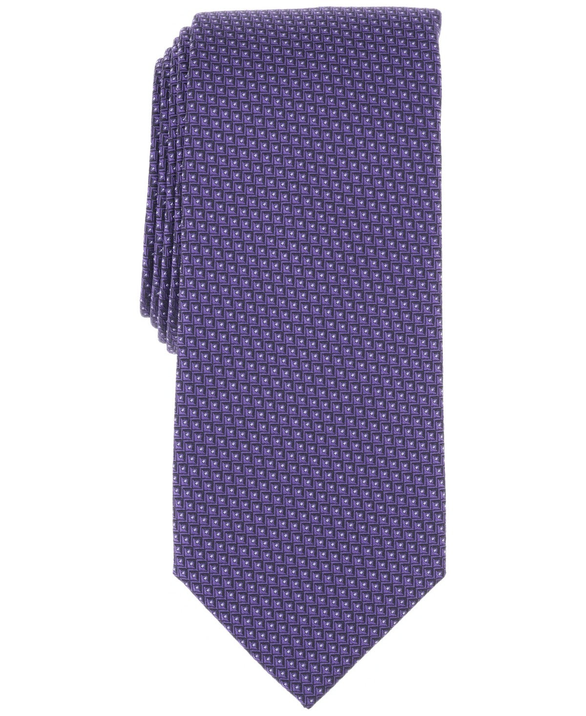 Alfani Mens Bellair Geo-Pattern Neck Tie Purple Plum