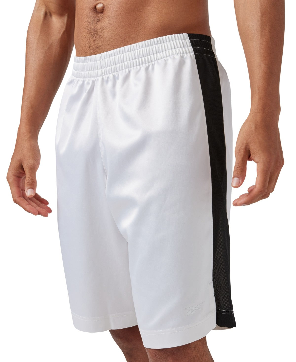 Reebok Mens Regular fit Athletic Basketball Shorts XXL White Black Solid