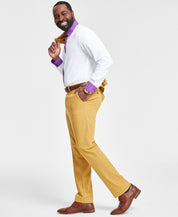 Tayion Mens Classic fit Dress Pants 42 / 30 Yellow Solid
