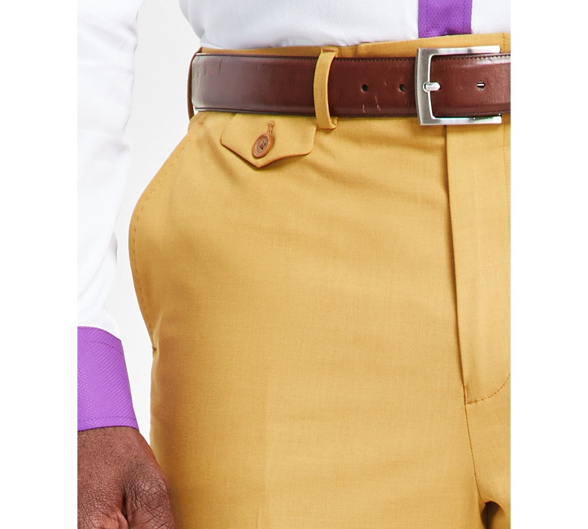 Tayion Mens Classic fit Dress Pants 42 / 30 Yellow Solid