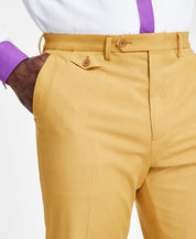 Tayion Mens Classic fit Dress Pants 42 / 30 Yellow Solid