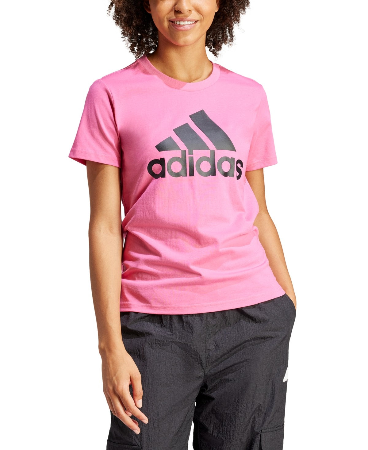 Adidas Womens Regular fit Short Sleeve T-Shirt Shirt Xs Pink Black Logo