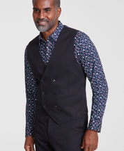 Tayion Collection Men's Classic-Fit Solid Double-Breasted Suit Vest Small Black