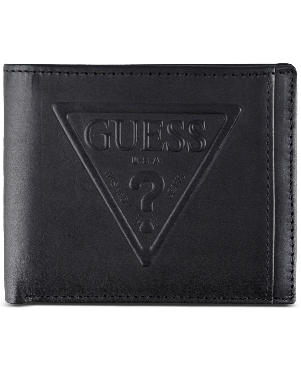 GUESS Mens Triangle Logo Wallet Card Holder Black
