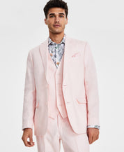 Bar Iii Mens Slim fit Suit Jacket Blazer 46 L Light Pink Solid Linen