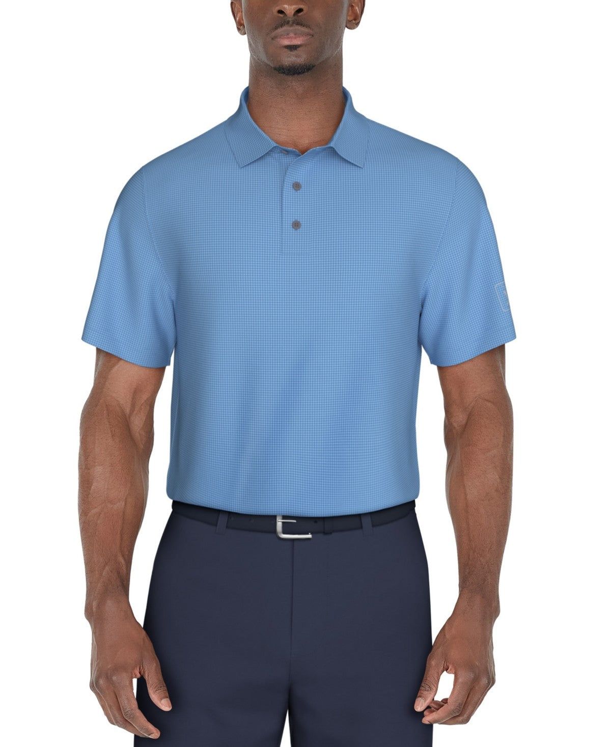 Pga Tour Mens Regular fit Short Sleeve Polo Shirt Small Blue Check