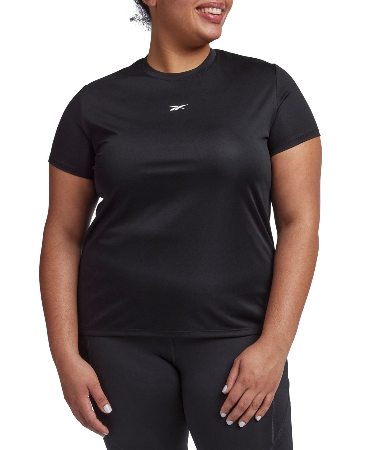 Reebok Womens Regular fit Short Sleeve T-Shirt Shirt XL Black Solid