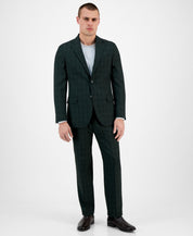 Nautica Mens Modern fit 2 Piece Suit 36 R / 30 Waist Green Plaid Stretch