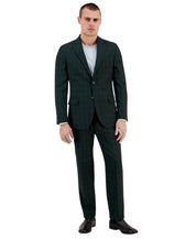 Nautica Mens Modern fit 2 Piece Suit 36 R / 30 Waist Green Plaid Stretch