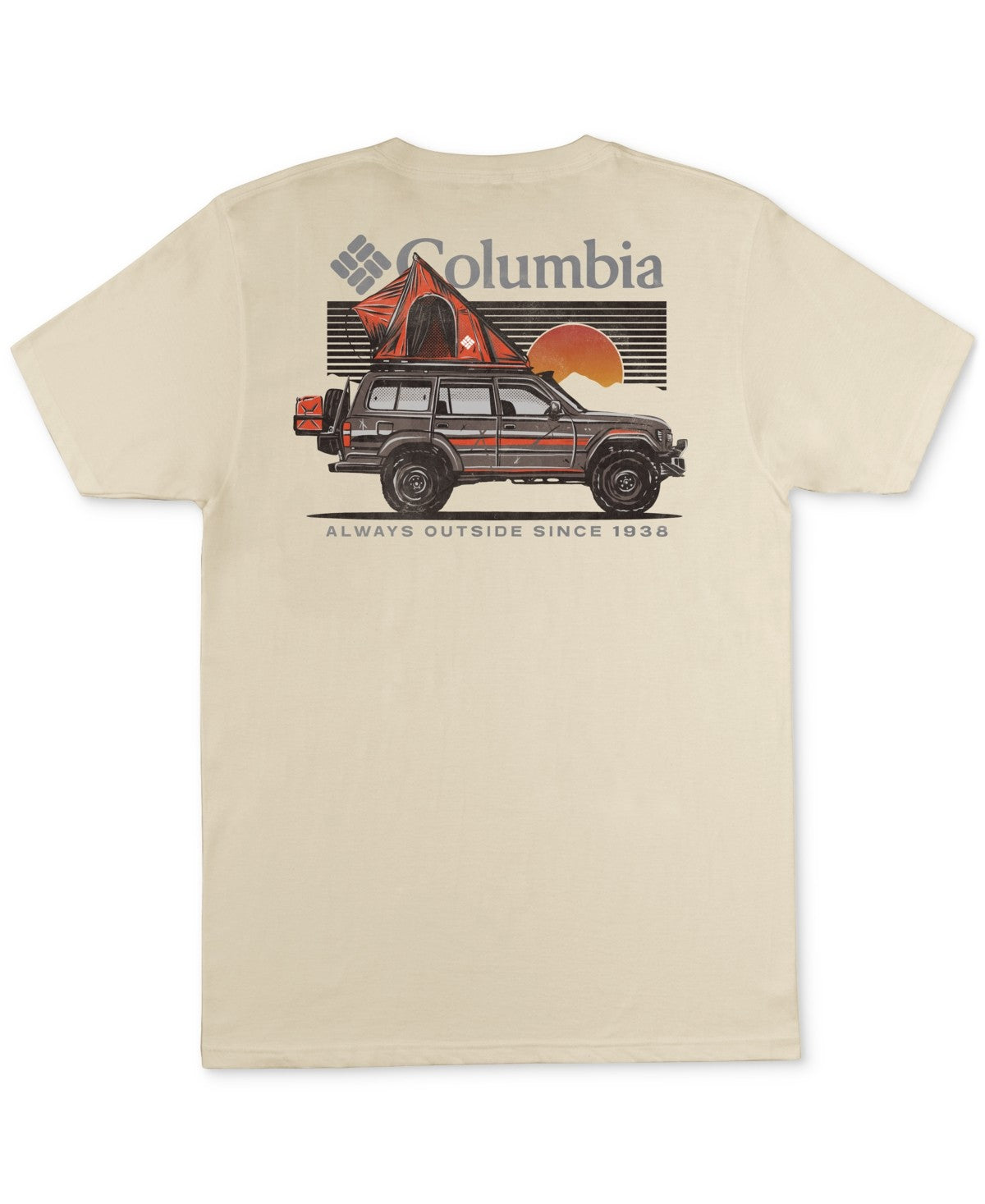 Columbia Mens Regular fit Short Sleeve Graphic T-Shirt Shirt XXL Beige Solid