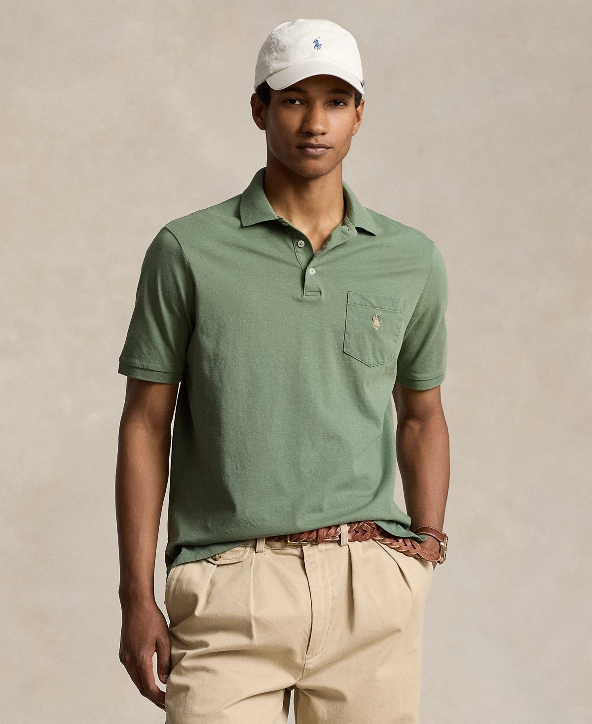 Polo Ralph Lauren Mens Regular fit Short Sleeve Polo Shirt Large Green Solid