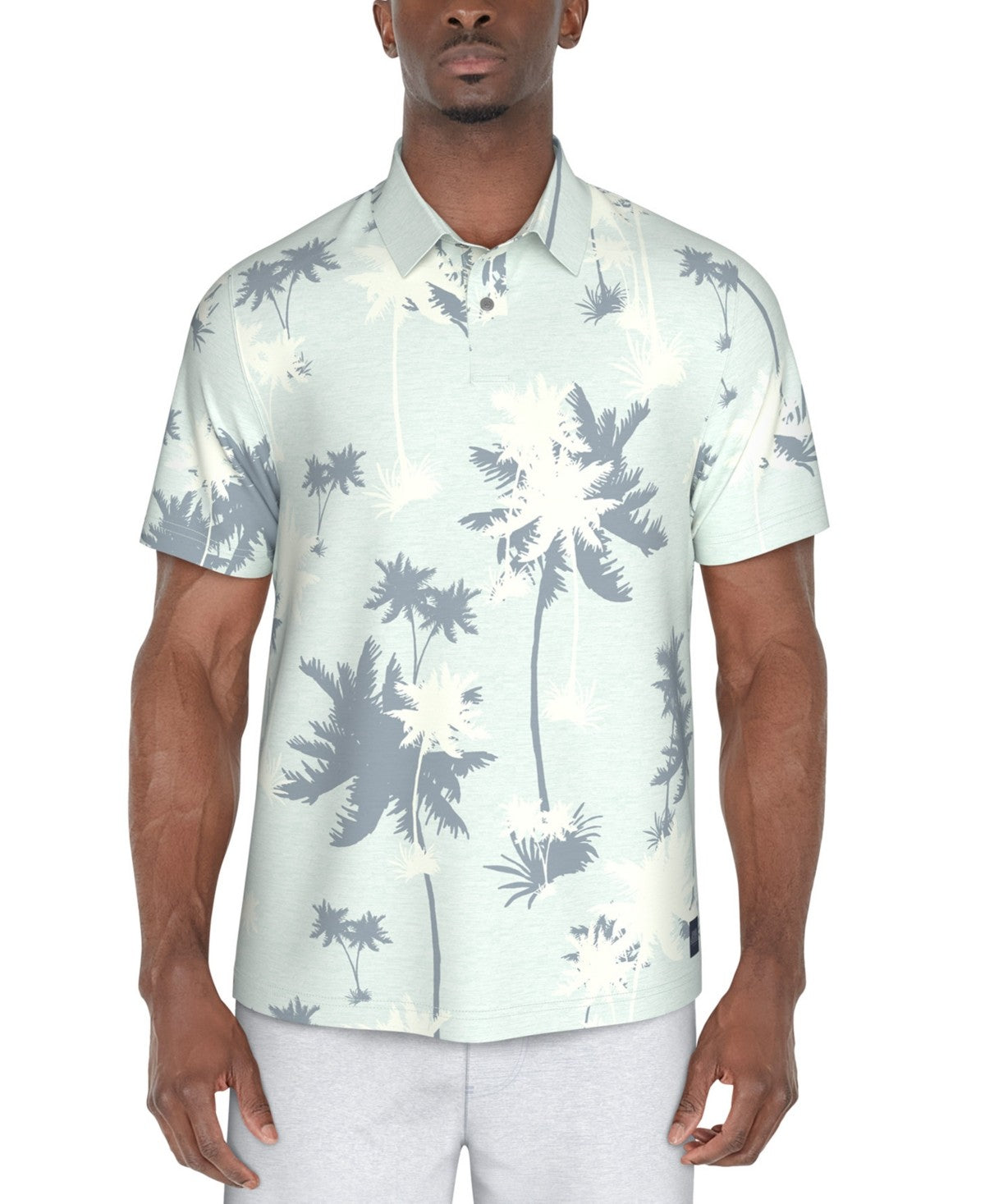 Pga Tour Mens Regular fit Short Sleeve Polo Shirt XXL White Palm Print