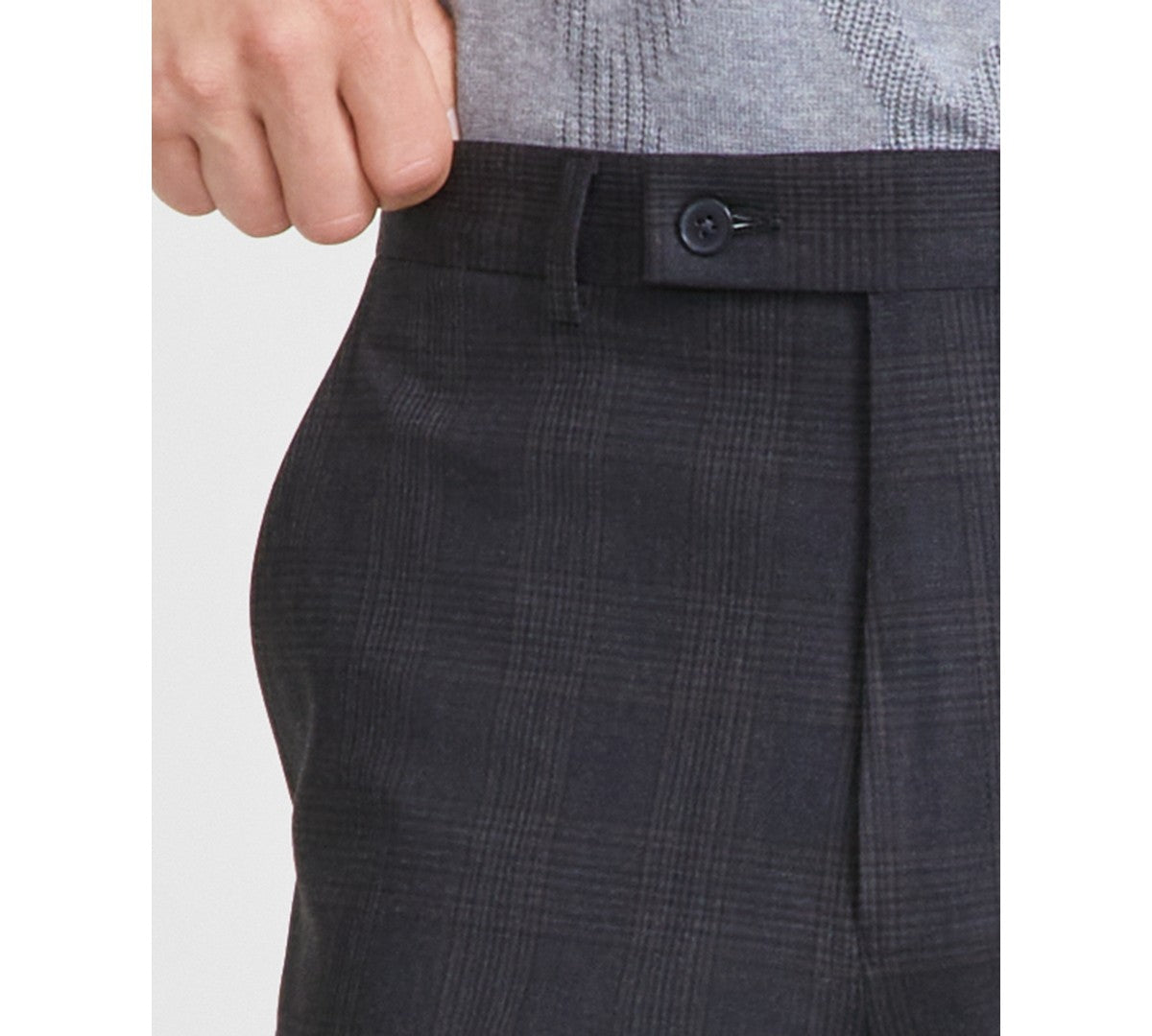 Calvin Klein Mens Slim fit Dress Pants 38 / 30 Dark Grey Plaid