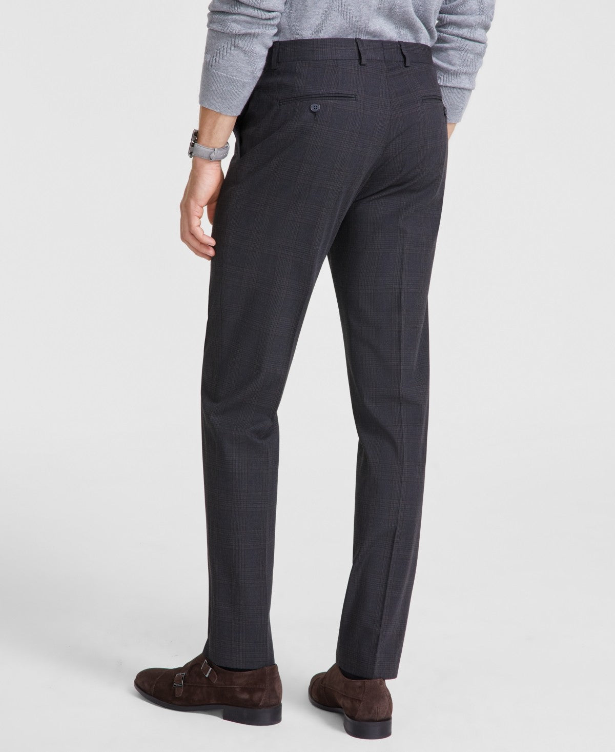 Calvin Klein Mens Slim fit Dress Pants 36 / 32 Dark Grey Plaid