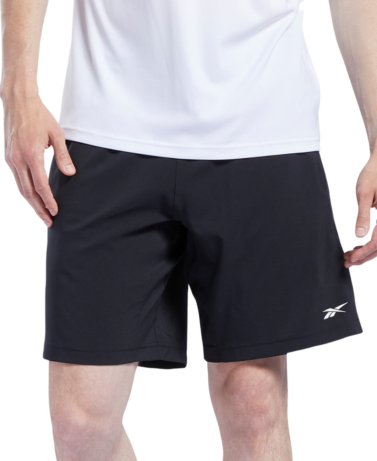Reebok Mens Regular fit Drawstring Shorts Medium / 9 Black Moisture Wicking
