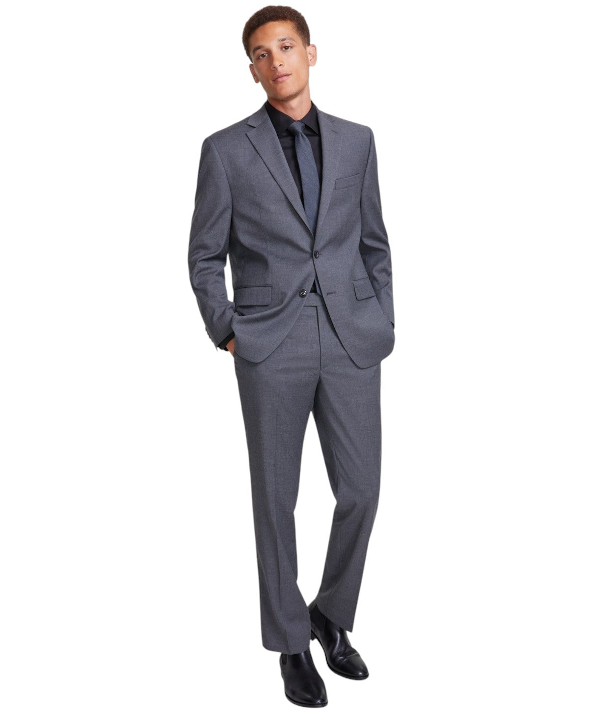 Perry Ellis Portfolio Mens Modern fit 2 Piece Suit 38 S / 31 Waist Grey Stretch