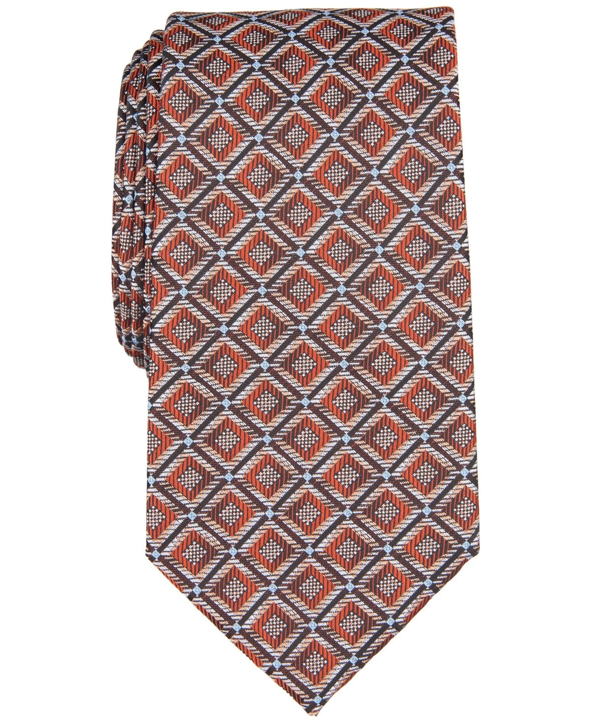 Perry Ellis Mens Williams Classic Geo Neck Tie Orange