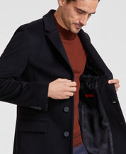 Hugo Boss Mens Modern-Fit PURE Cashmere Overcoat Coat 40R Black
