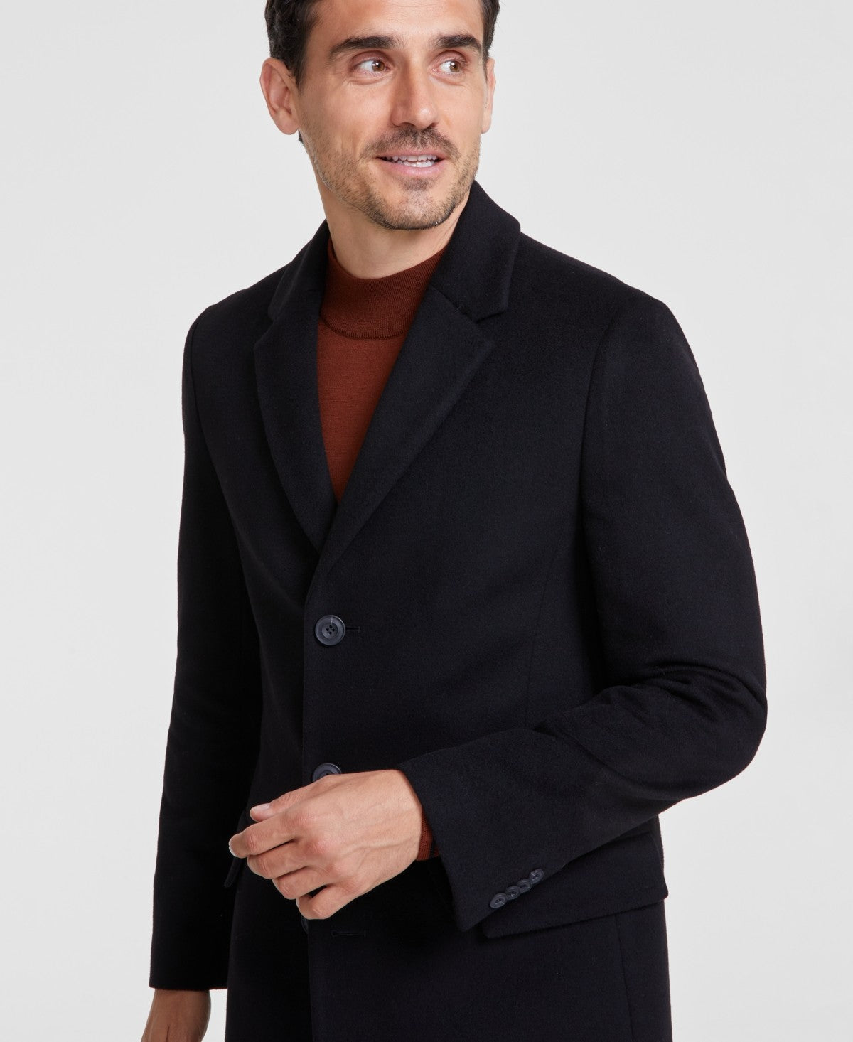 Hugo Boss Mens Modern-Fit PURE Cashmere Overcoat Coat 40R Black