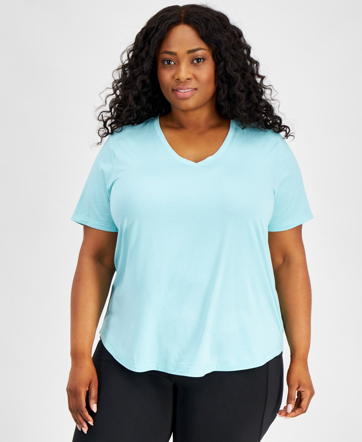 ID Ideology Womens Regular fit Short Sleeve T-Shirt Shirt 1X Blue Solid