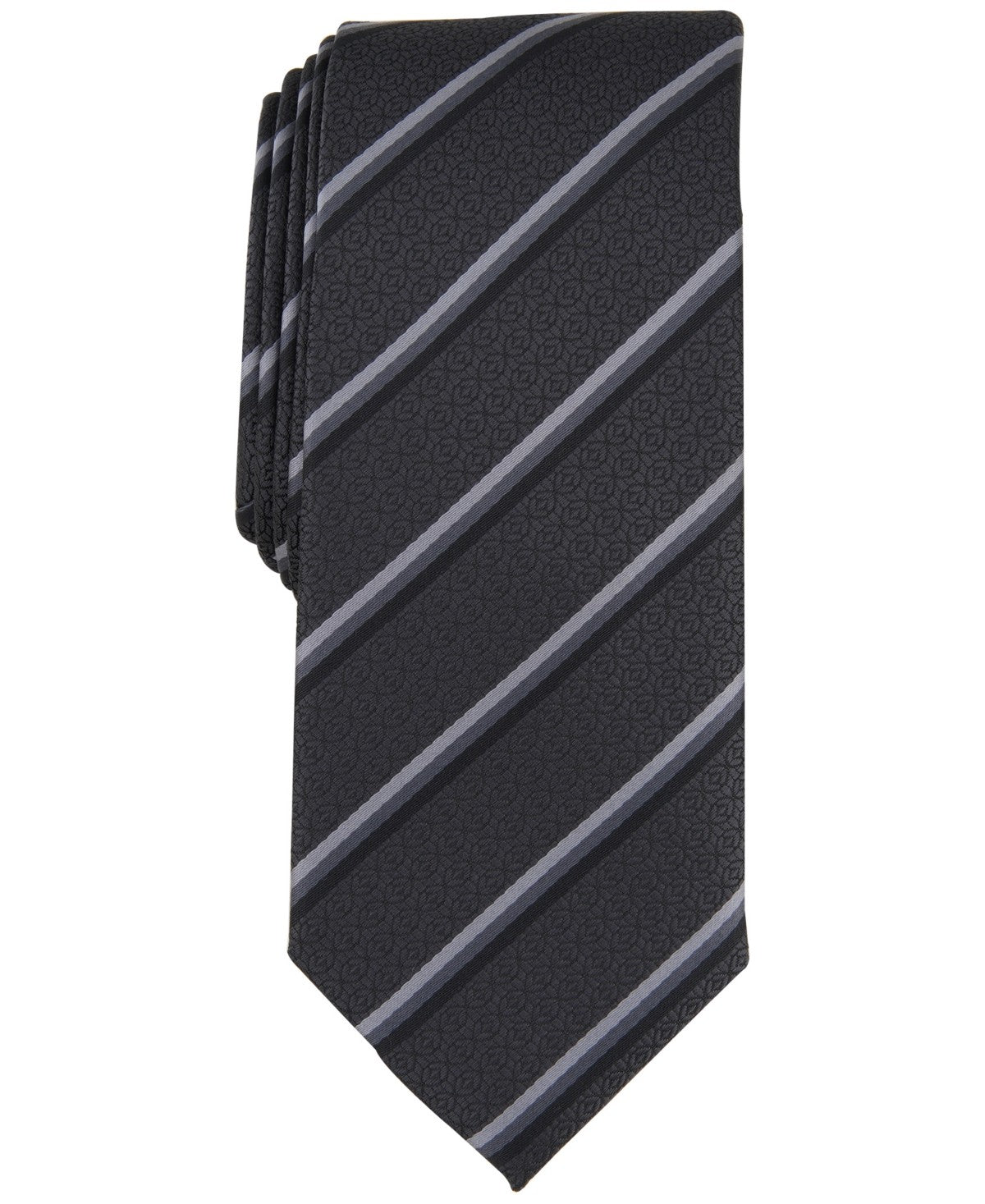 Alfani Mens Regular fit Tie Necktie One Size Black Striped