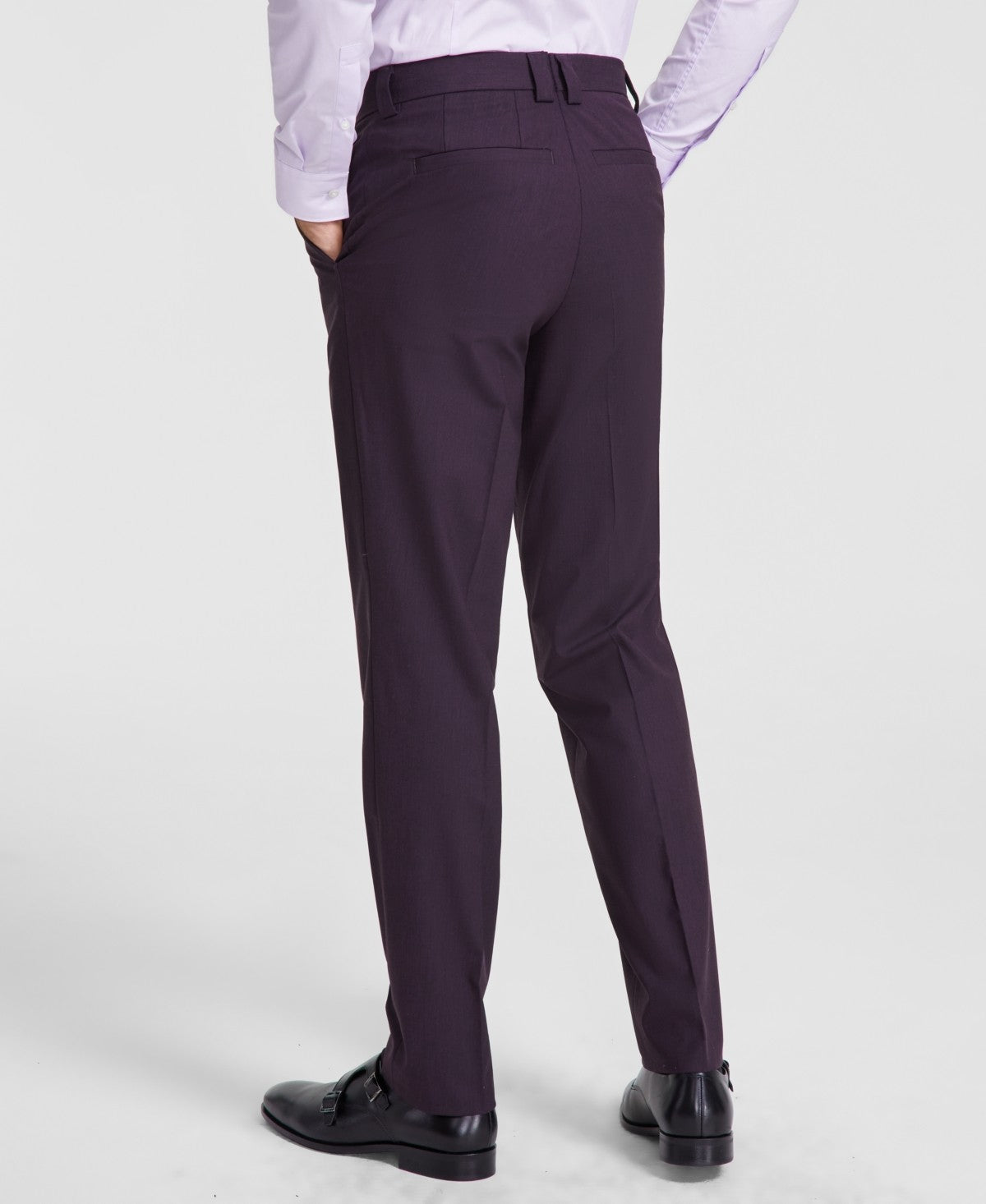 Hugo Boss Mens Modern fit Dress Pants 34 / 32 Burgundy Purple Solid Stretch Wool