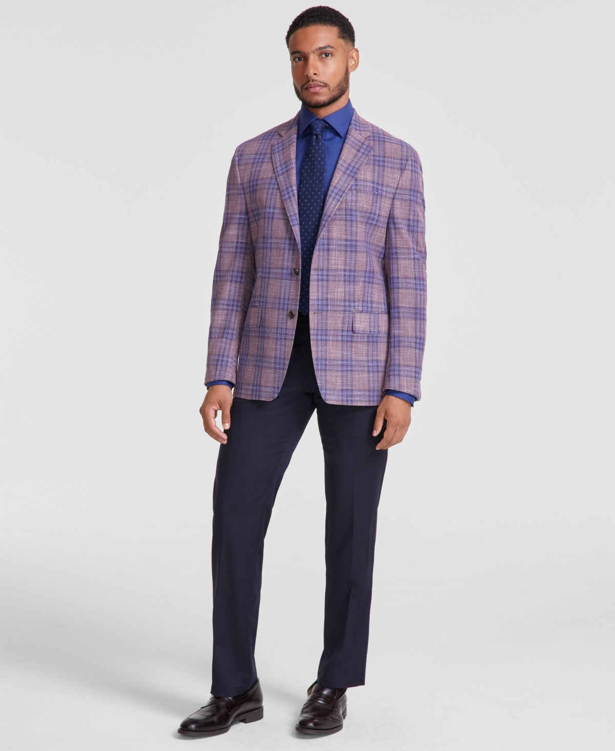 Michael Kors Mens Classic fit Sport Coat Blazer 44 R Purple Plaid