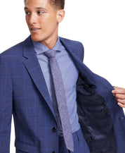 Hugo Boss Mens Modern fit Suit Jacket Blazer 42 R Blue Windowpane Plaid