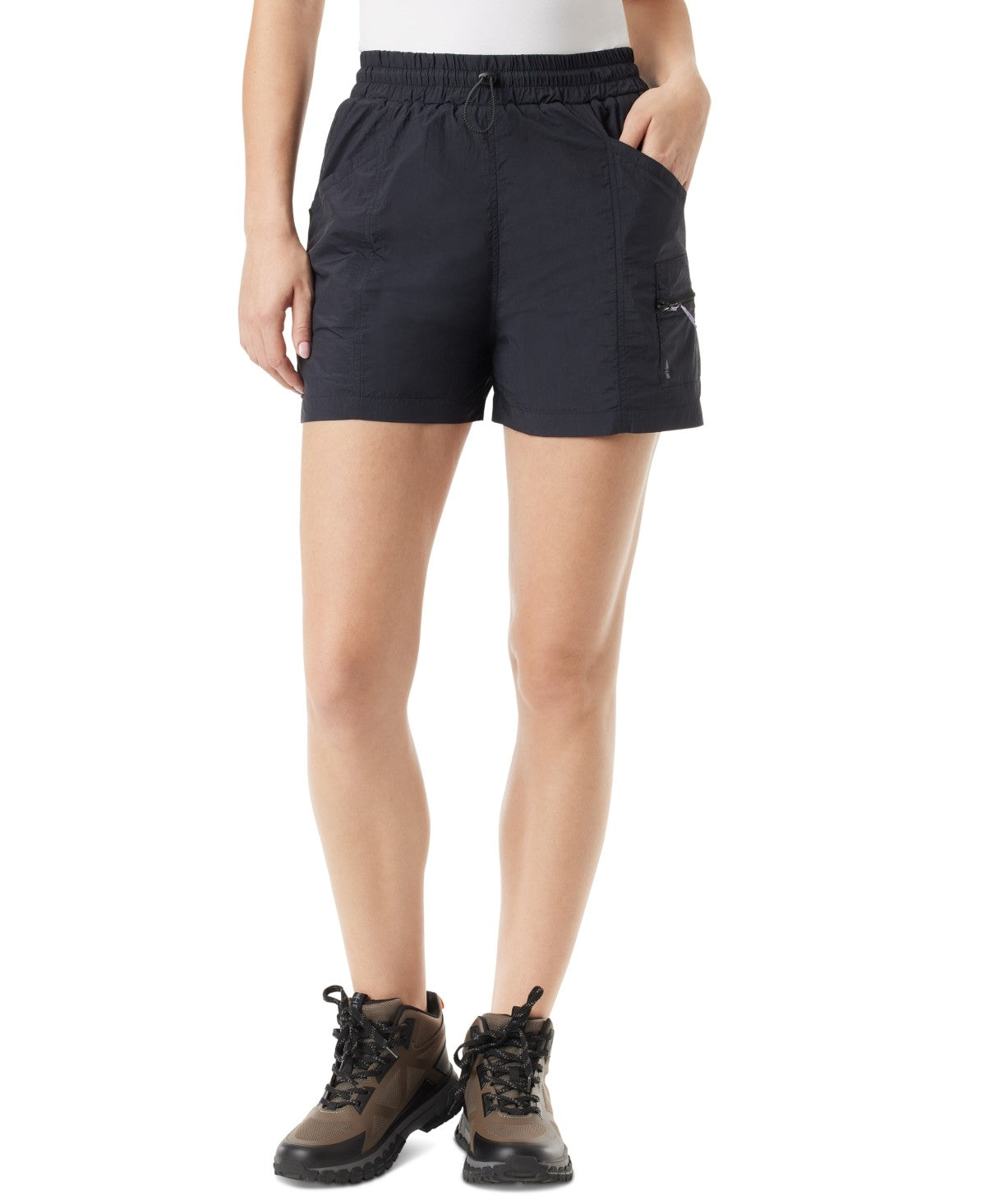 BASS OUTDOOR Women Regular fit High Rise Athletic Shorts XL Black Solid Packable