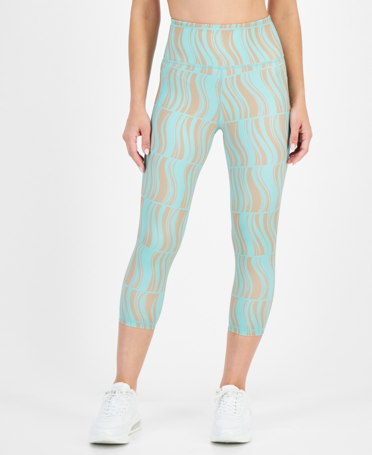 ID Ideology Womens Regular fit Cropped Compression Tights Leggings Small Blue