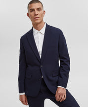 Mode of One Mens Slim fit Suit Jacket Blazer Meduim Navy Blue Solid Stretch
