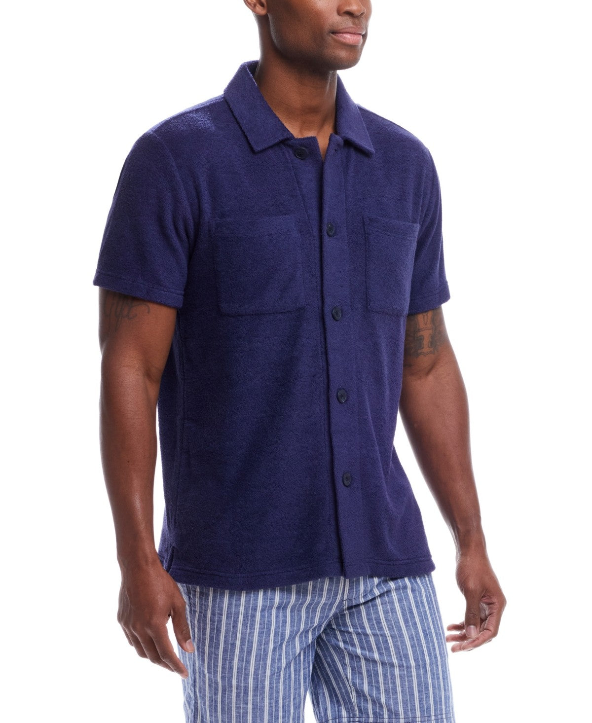 Weatherproof Vintage Mens Regular fit Short Sleeve Button-Up Shirt Medium Blue