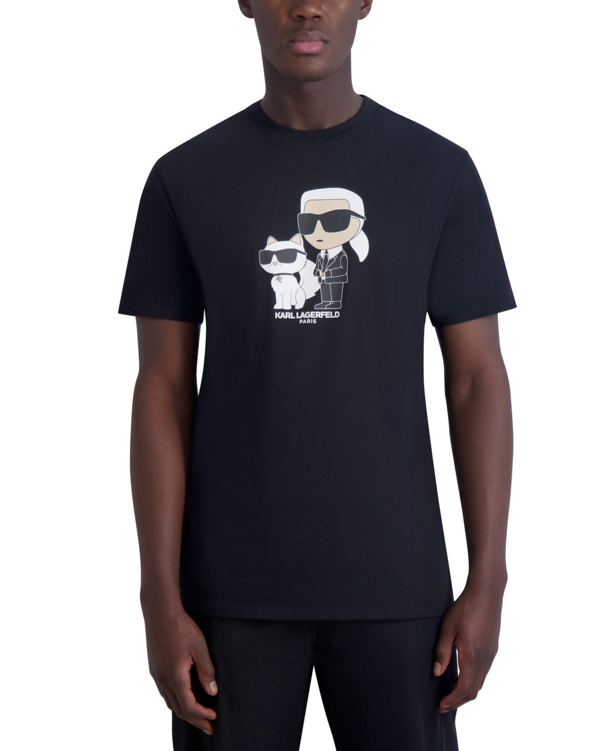 Karl Lagerfeld Paris Mens Regular fit Short Sleeve T-Shirt Shirt XL Black Solid