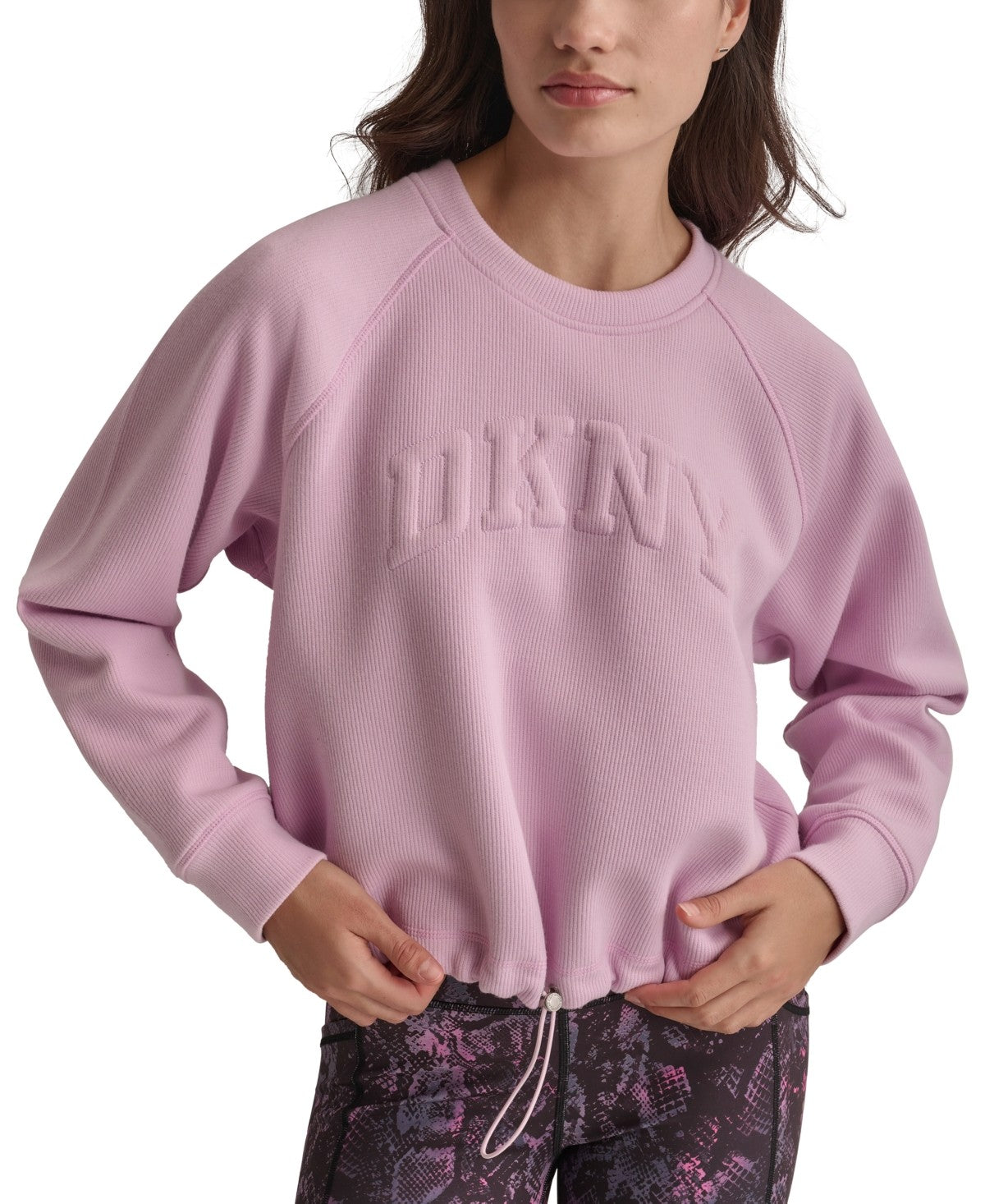 Dkny Women Regular fit Long Sleeve Crewneck Sweatshirt Small Pink Solid