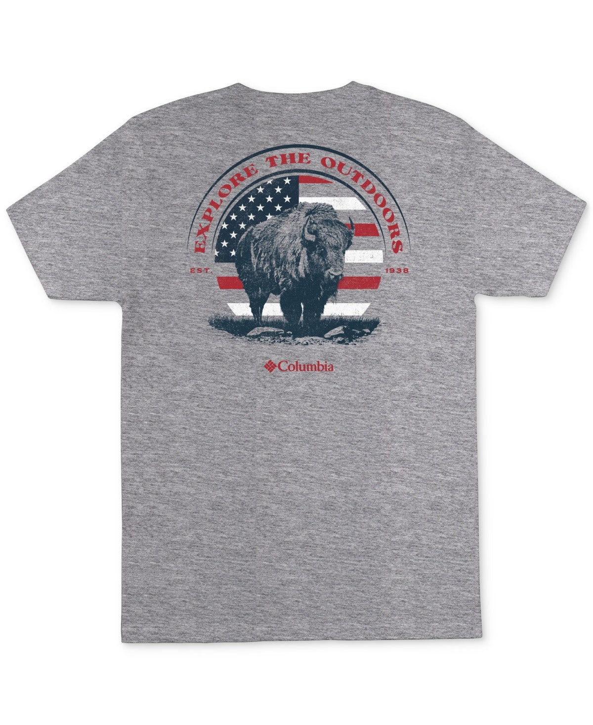 Columbia Mens Regular fit Short Sleeve Graphic T-Shirt Shirt XL Grey Solid