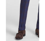 Bar Iii Mens Slim fit Dress Pants 36 / 30 Navy Blue Plaid Stretch