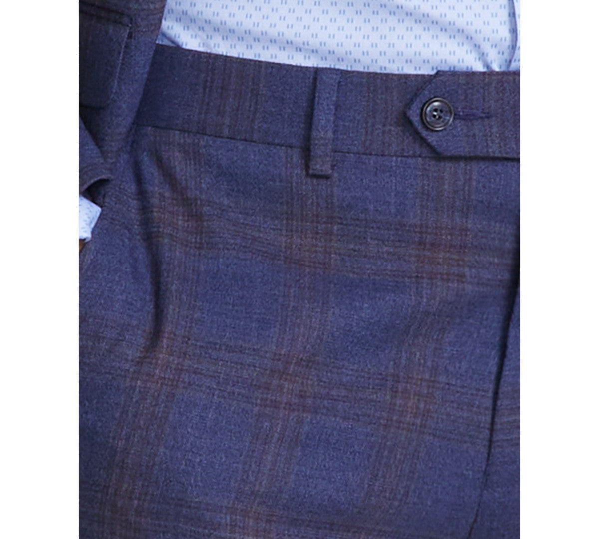 Bar Iii Mens Slim fit  Wool Dress Pants 32 / 32 Navy Blue Plaid